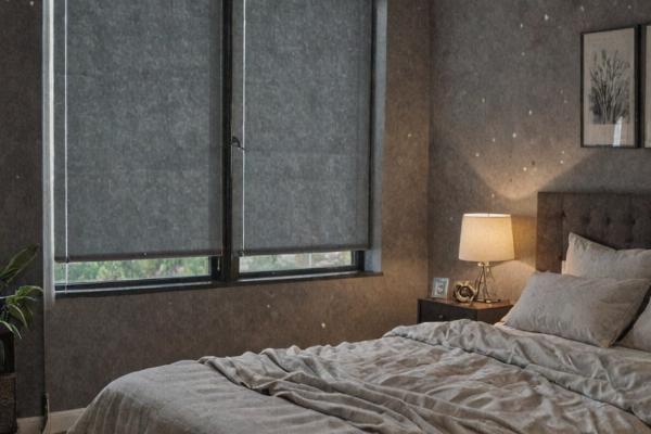 Master bedroom with blackout motorized blinds for sleep comfort